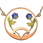 Art Nouveau 9ct 2 Tone Gold Opal Pendant. Click for more information...