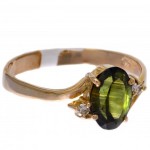Mid Century 1.80carat Australian Green Sapphire. 2 Diamonds 9ct Yellow Gold Ring. Click for more information...