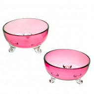 Pair of Victorian Ruby Glass Sugar Basins. Click for more information...