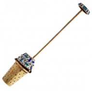 Russian 0.916 Silver Gold Washed and Enamelled Tea Infuser. Click for more information...