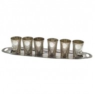 Russian Silver 6 Vodka Beakers and Tray. Click for more information...