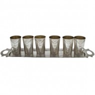 Russian Silver 6 Vodka Beakers and Tray. Click for more information...
