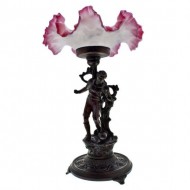 Spelter Center Piece Soccer Player with Pink Art Glass Bowl. Click for more information...