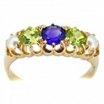 18ct Gold Ring Amethyst, Peridot and Seed Pearl. Click for more information...