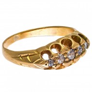 1880s. 18Ct Gold. 5 Old Cut Diamond Ring. Click for more information...