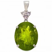 18ct White Gold 22.90ct Peridot and Diamond Pendant. Click for more information...