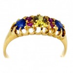 18ct Gold Yellow Sapphire 2 Blue Sapphires 4 Rubies Ring. Click for more information...