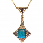 9ct Tri-Colour Gold Solid Australian Opal Pendant Necklace. Click for more information...