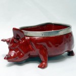 Royal Doulton Flamba Salt Pig. Sterling Silver Mounted. Click for more information...