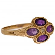 15ct Gold Victorian 4 Amethyst and Diamond Ring. Click for more information...
