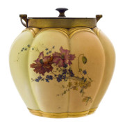 Royal Worcester Hand Painted Blush Ivory Biscuit Barrel. Click for more information...