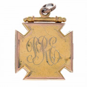 9ct Gold. Locket. Maltese Cross. Dated 12-09-1920. Click for more information...