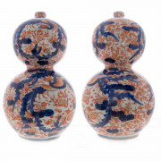 Pair of Imari Twin Gourd Vases. Click for more information...