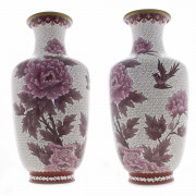 Mid Century Large pair of Floral Cloisonne Vases.. Click for more information...