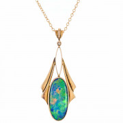 9ct Gold Australian Opal Doublet Pendant. Click for more information...