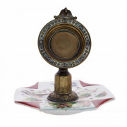 Victorian. Porcelain. and Brass. Pocket Watch. Stand. AF. Click for more information...