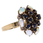 14ct Gold Australian Blue Sapphire Australian Opal Retro Ring. Click for more information...