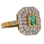 ESTATE 18ct Yellow / White Gold 0.45 carat Emerald 36 Diamonds Ring. Click for more information...