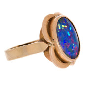 9ct Gold Mid Century Australian Black Opal Triplet Ring. Click for more information...