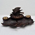Black Forest Bird on Hinge Lidded Carved Wood Desk Set. Click for more information...