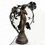 Art Nouveau Spelter Electric Light Titled NYMPH. Click for more information...