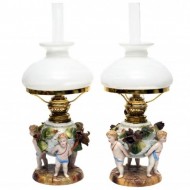 Von Schierholz's Fabulous pair of Cherub Oil Lamps. Click for more information...
