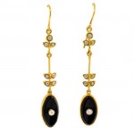 15ct Gold Onyx and Pearl Drop Earrings. Click for more information...