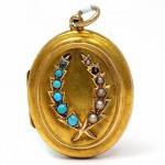 15ct Turquoise and Pearl Locket. Click for more information...