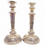 Pair of Sheffield Plate Candlesticks. Click for more information...
