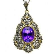 18ct Gold 6.20ct Amethyst Pendant on Silver Chain. Click for more information...